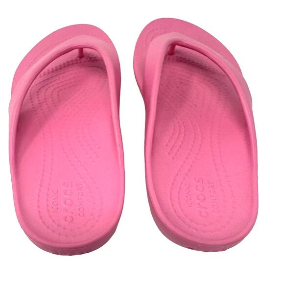 Crocs Size‎ 5 Flip Flops Pink Comfort Sandals Pool Shoes Beach Vacation - Picture 3 of 6